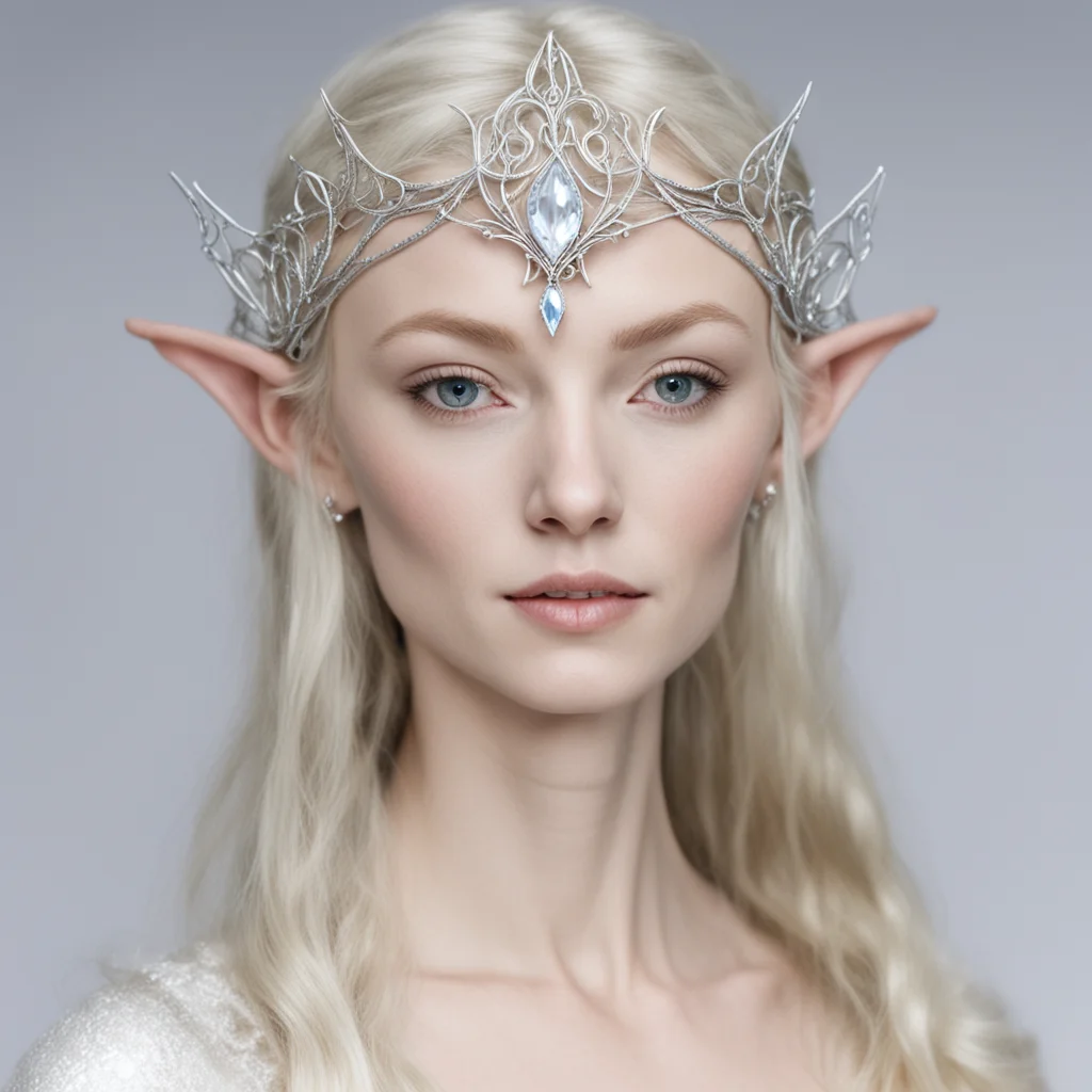 aigaladriel wearing small silver elvish circlet with white diamond amazing awesome portrait 2