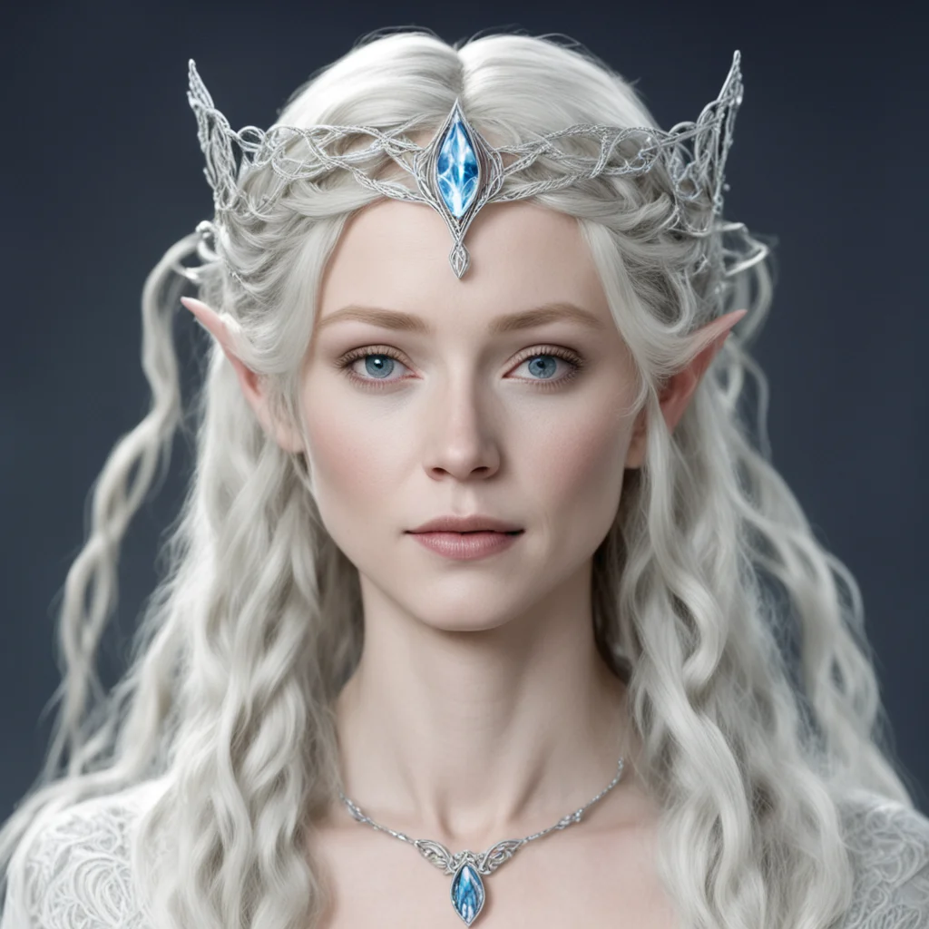 aigaladriel with braids wearing silver sindarin elvish circlet with diamonds amazing awesome portrait 2