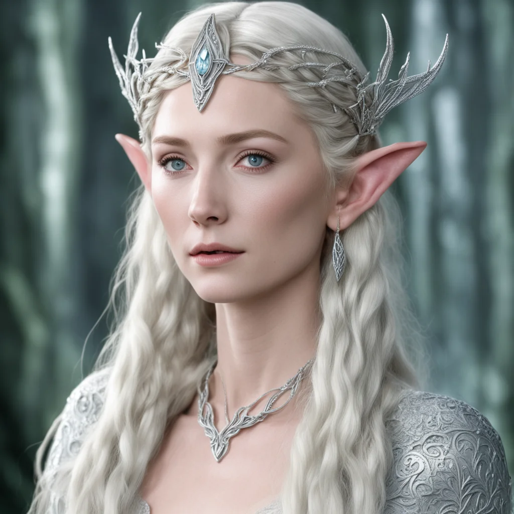 aigaladriel with braids wearing silver wood elf circlet with diamonds amazing awesome portrait 2