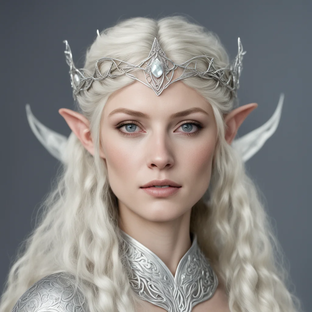 aigaladriel with braids wearing silver wood elf circlet with diamonds confident engaging wow artstation art 3