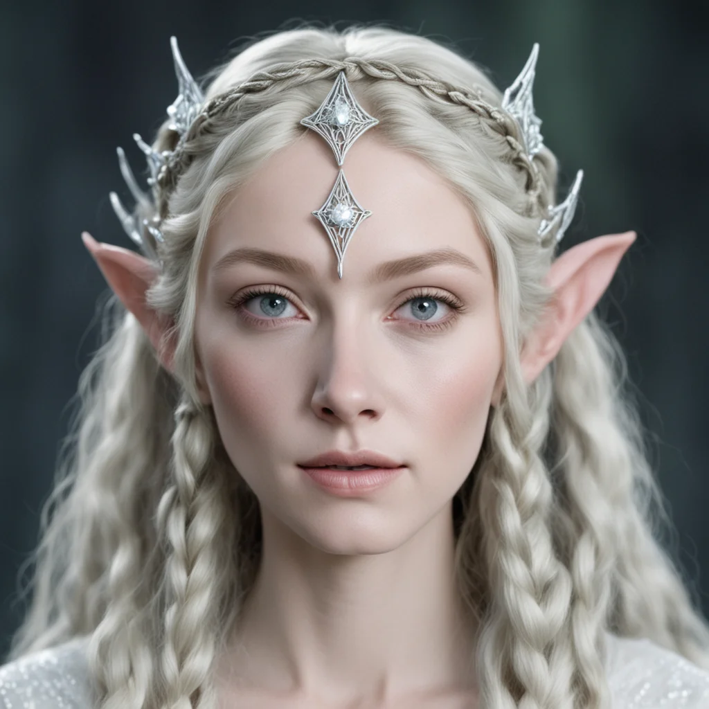 aigaladriel with braids wearing silver wood elf circlet with diamonds good looking trending fantastic 1