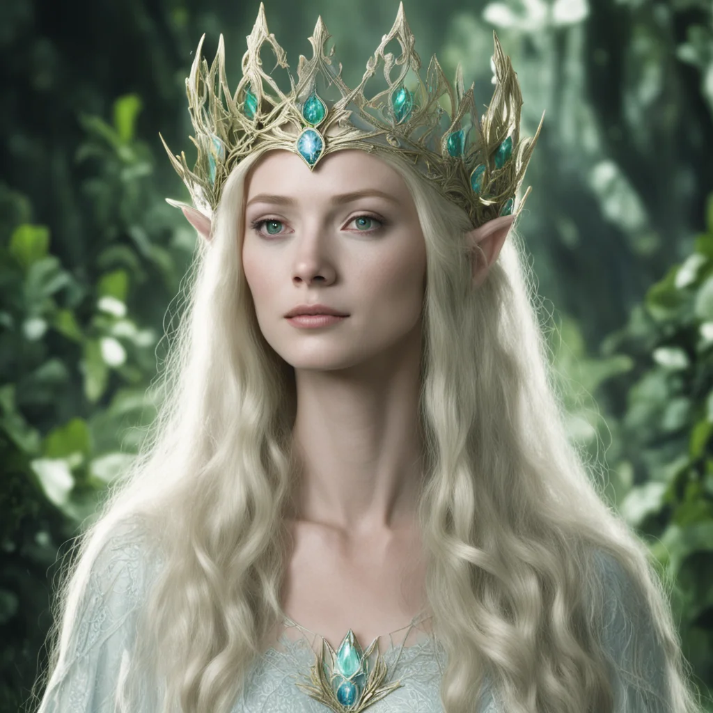 galadriel with elvish crown confident engaging wow artstation art 3