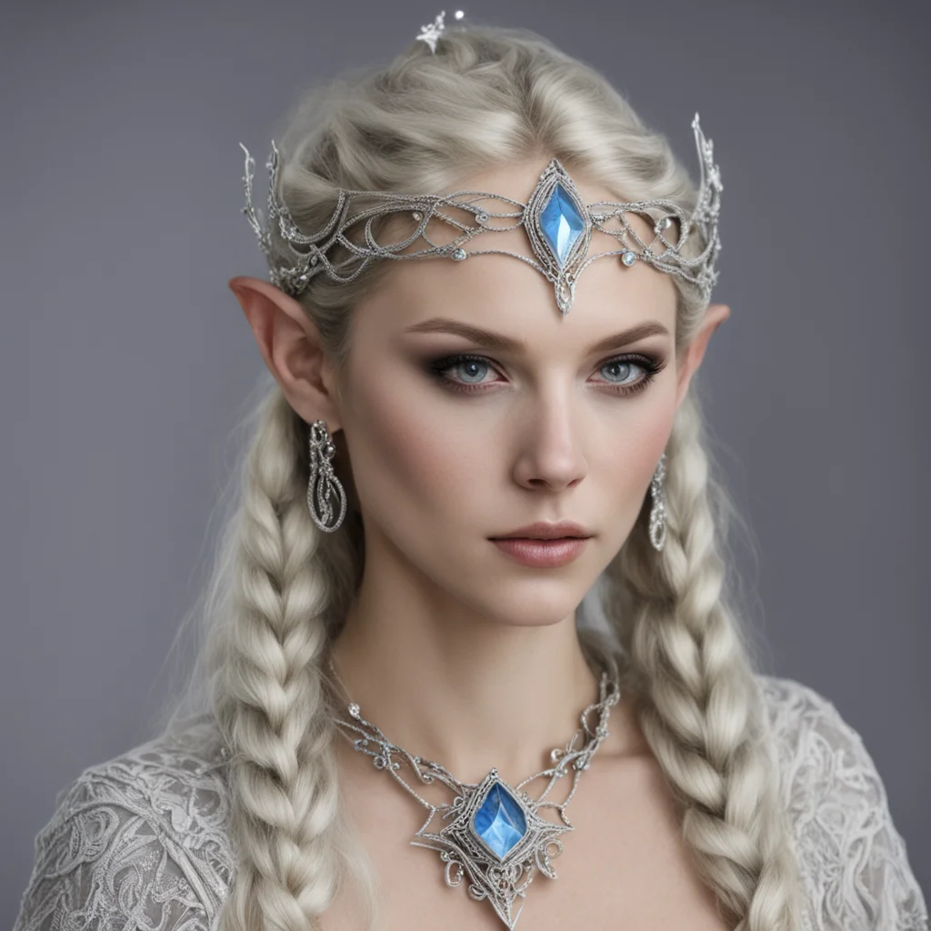 aigalion with braids wearing silver elven circlet with diamonds amazing awesome portrait 2