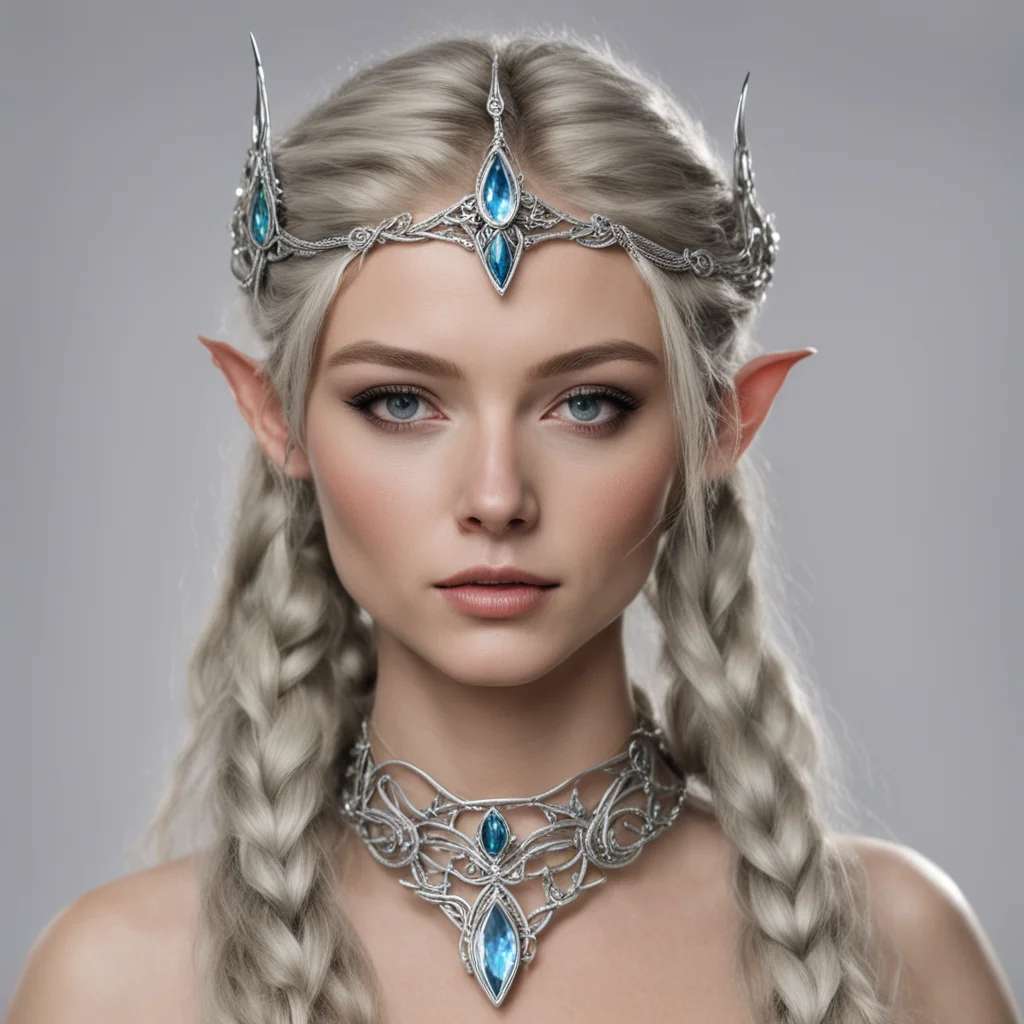 aigalion with braids wearing silver elven circlet with diamonds
