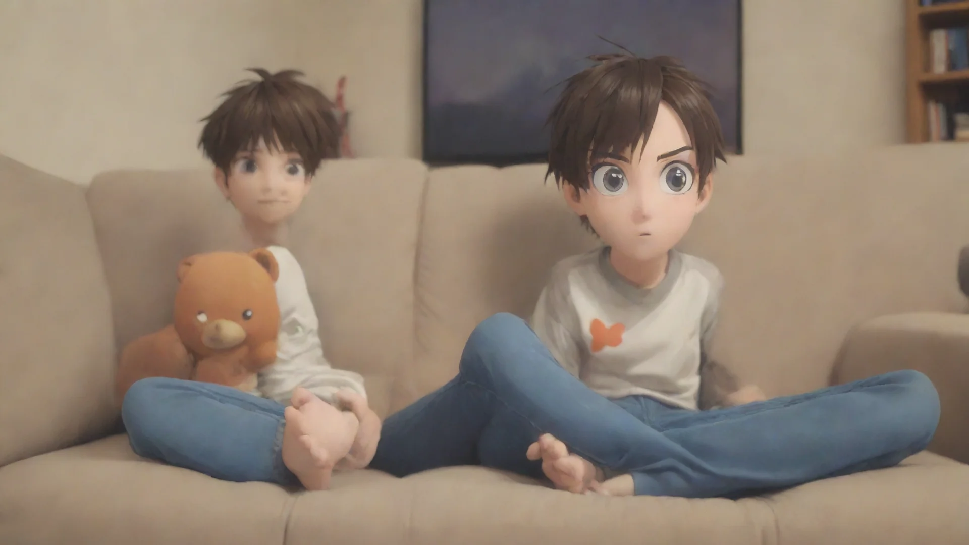 aigamer kid anime cartoon on the couch playing games hdwidescreen