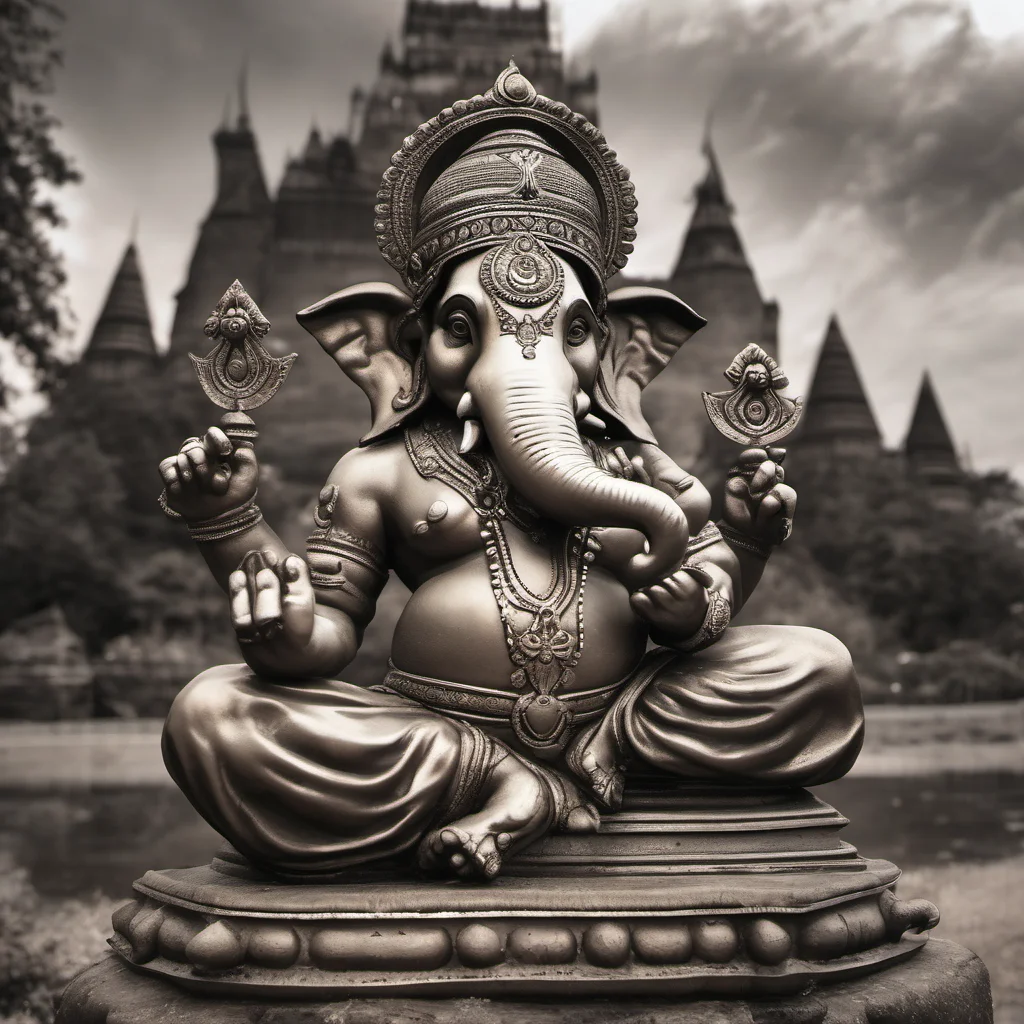 ganesha godhead with fire in his eyes in front of a castle confident engaging wow artstation art 3