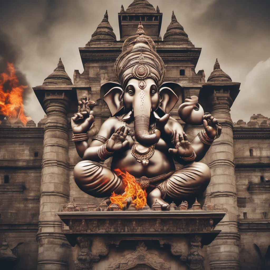 ganesha godhead with fire in his eyes in front of a castle good looking trending fantastic 1