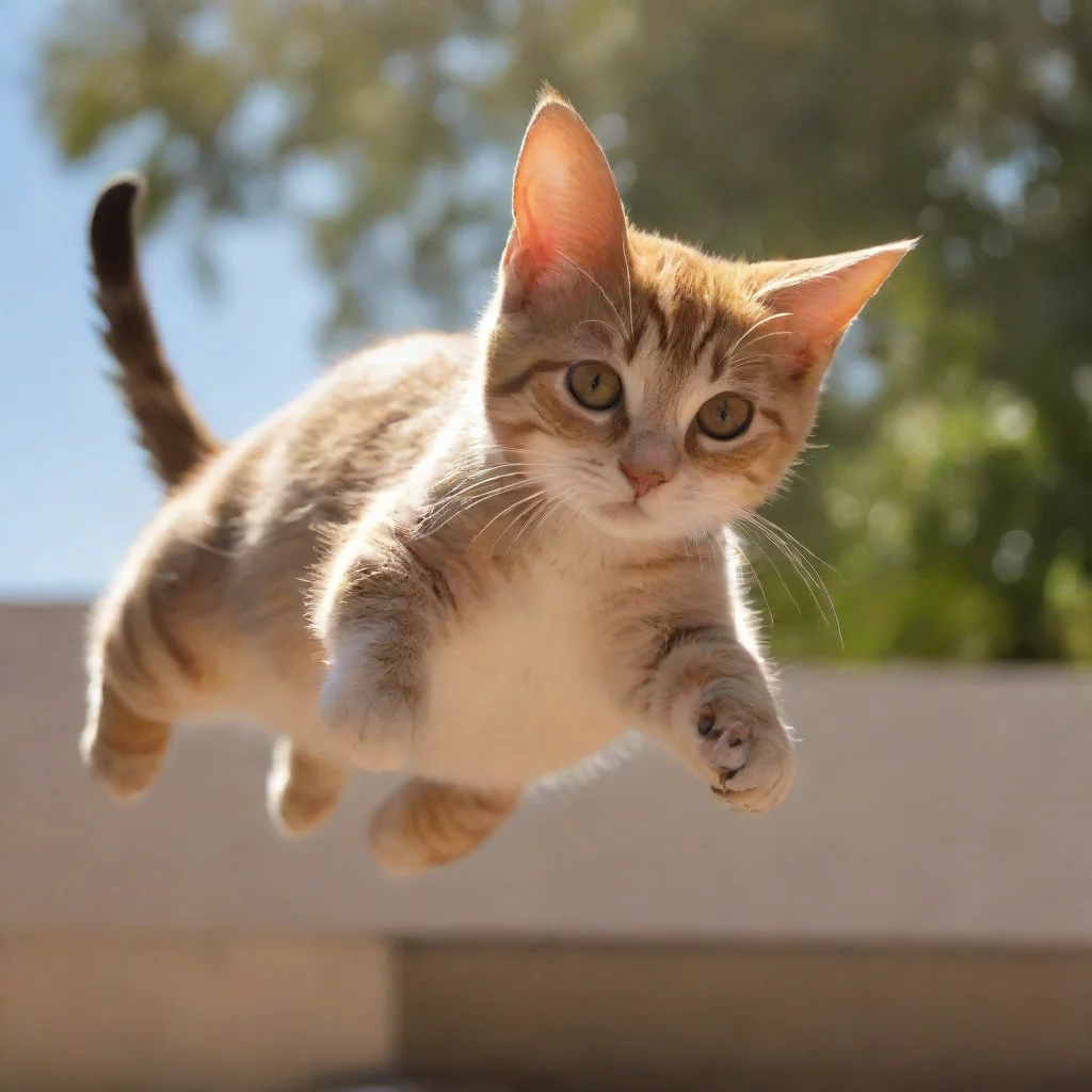 gato volador en el sol