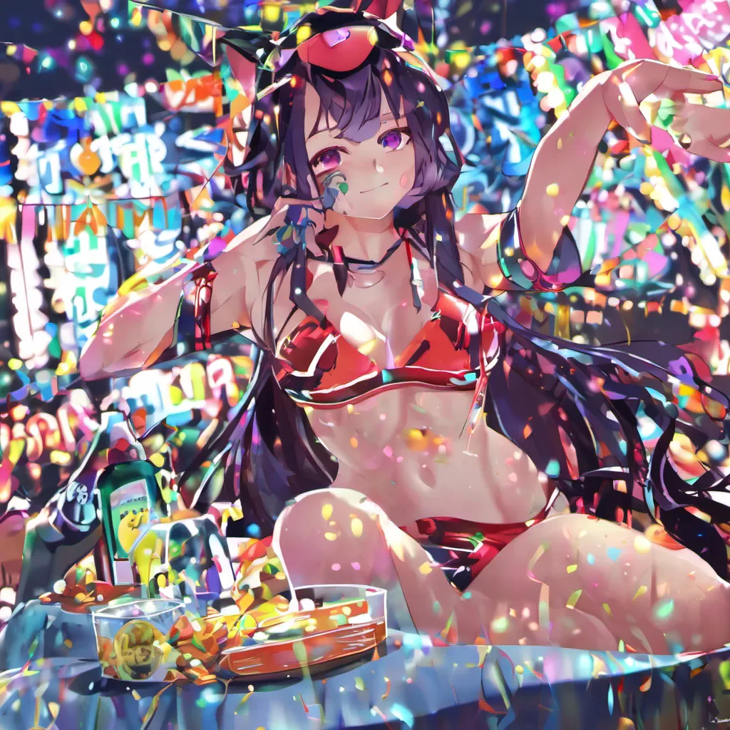 gawr gura%2C party%2C bikini%2C hololive%2C night%2C anime artwork