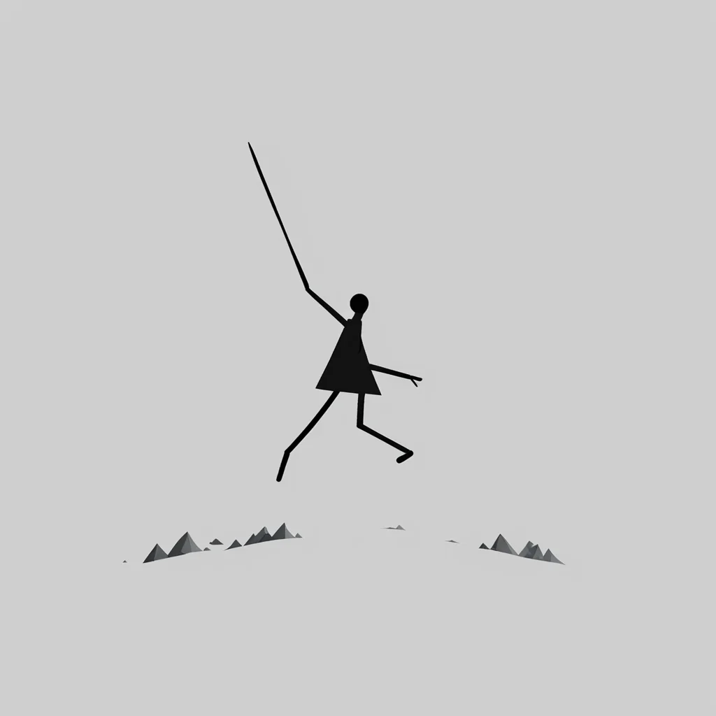 generate a 2d image of a stickman pushing something up a hill amazing awesome portrait 2