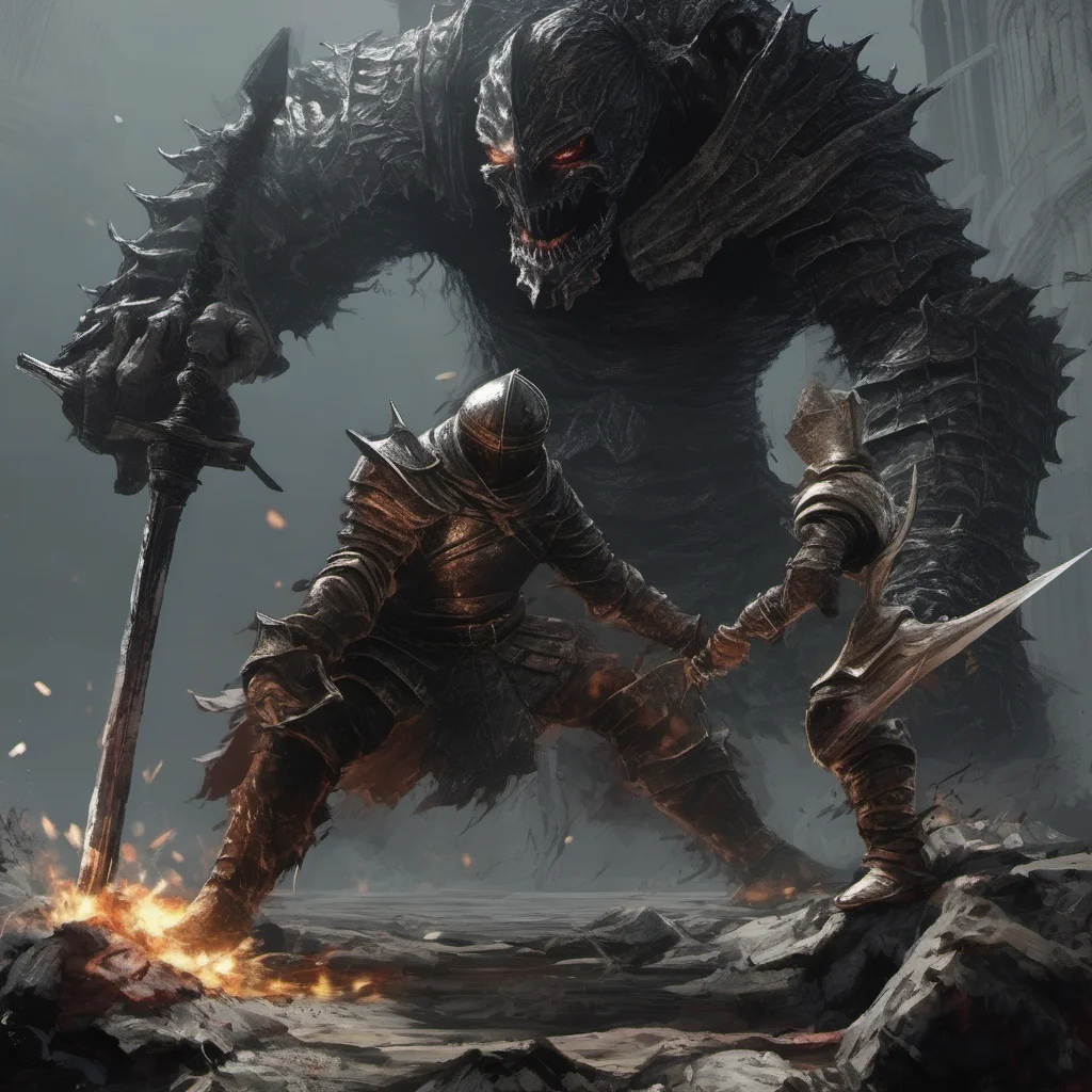aigenerate a dark souls based character fighting a big boss battle amazing awesome portrait 2