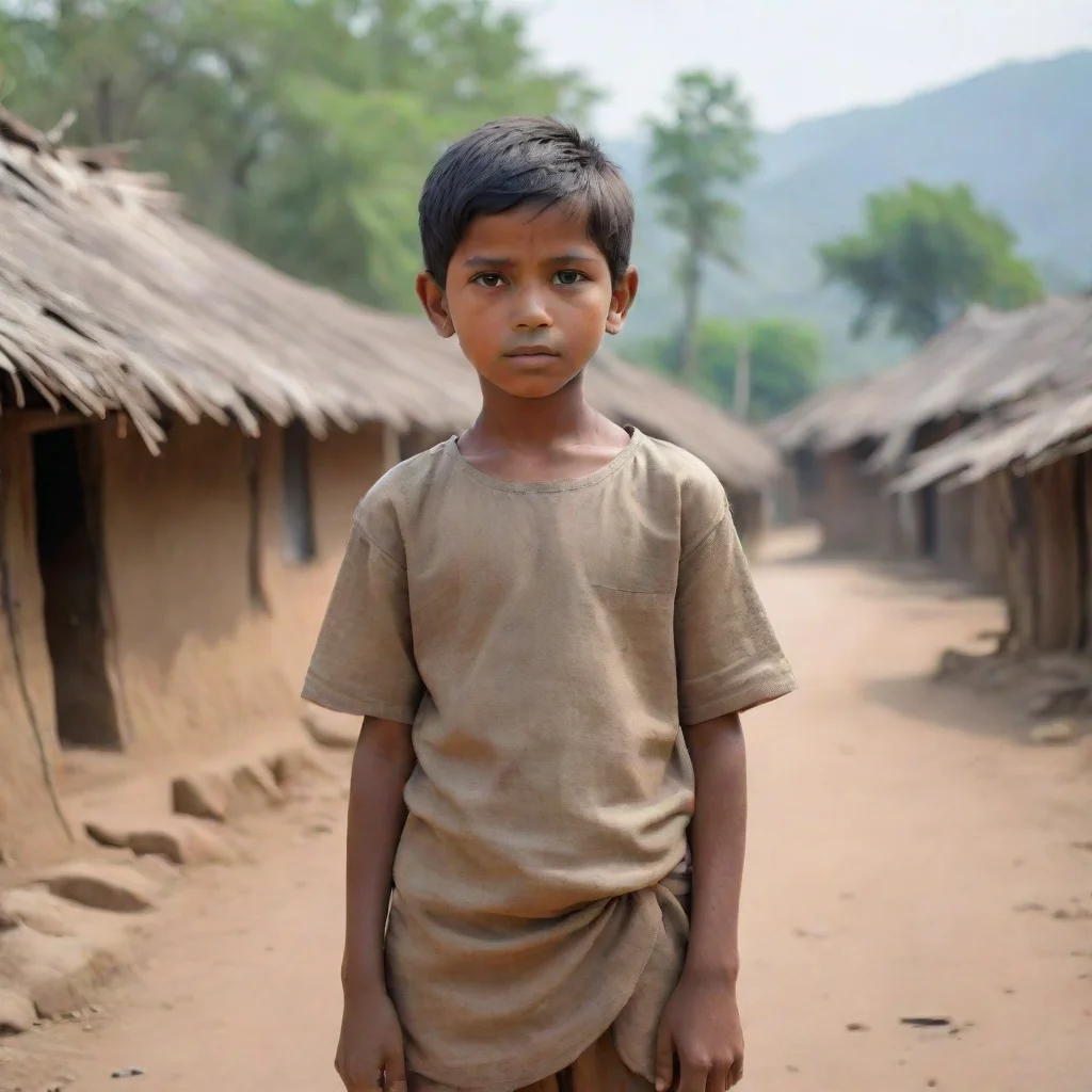 generate an image of boy in indian village