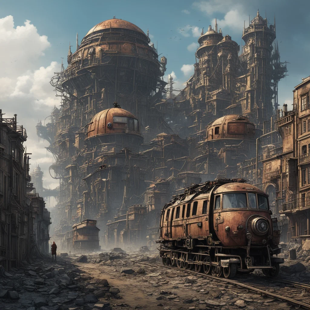 aigiant city on wheels in wasteland steampunk futuristic london on treads tank tracks from mortal engines dystopian  good looking trending fantastic 1