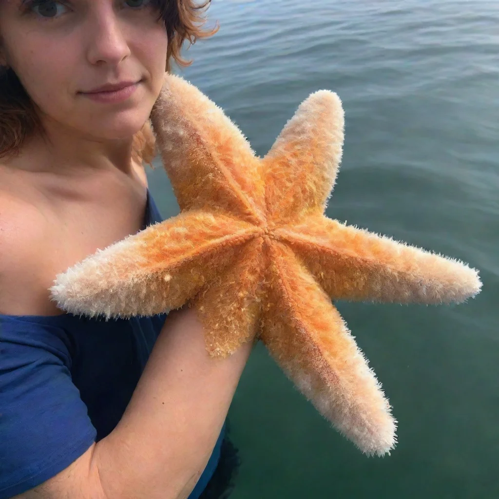 aigiant furry starfish wrapping around a person%27s arm