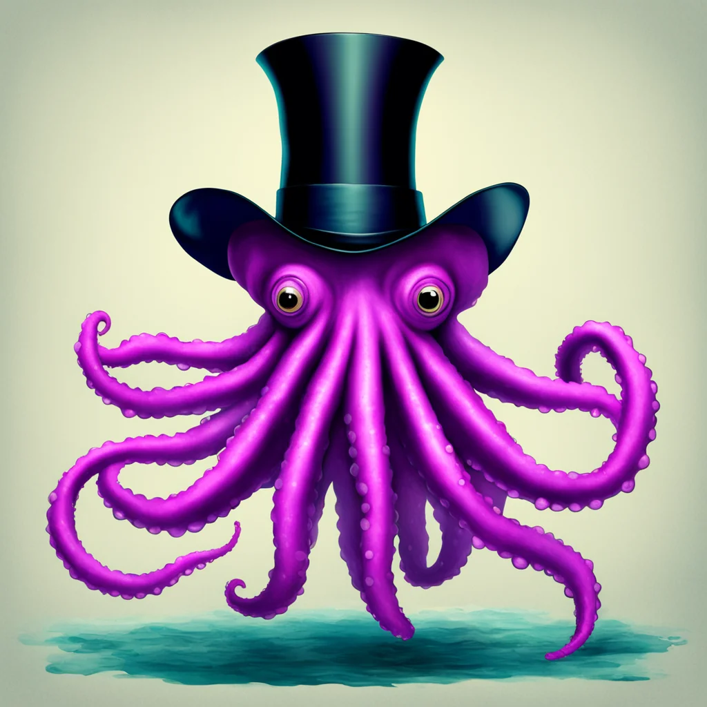 giant octopus wearing a top hat