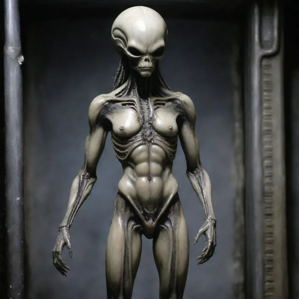 giger alien standing discolored pale  skin