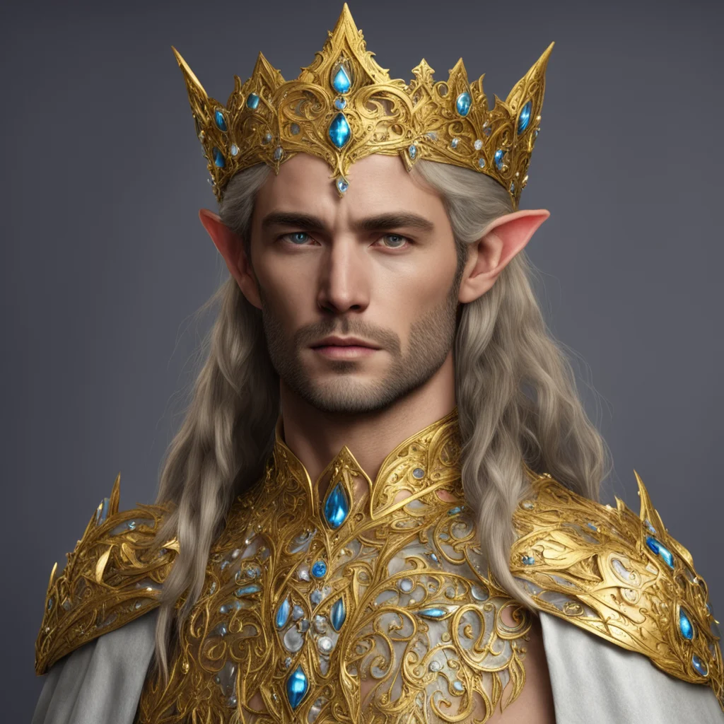 aigil galad wearing golden elven tiara with jewels amazing awesome portrait 2