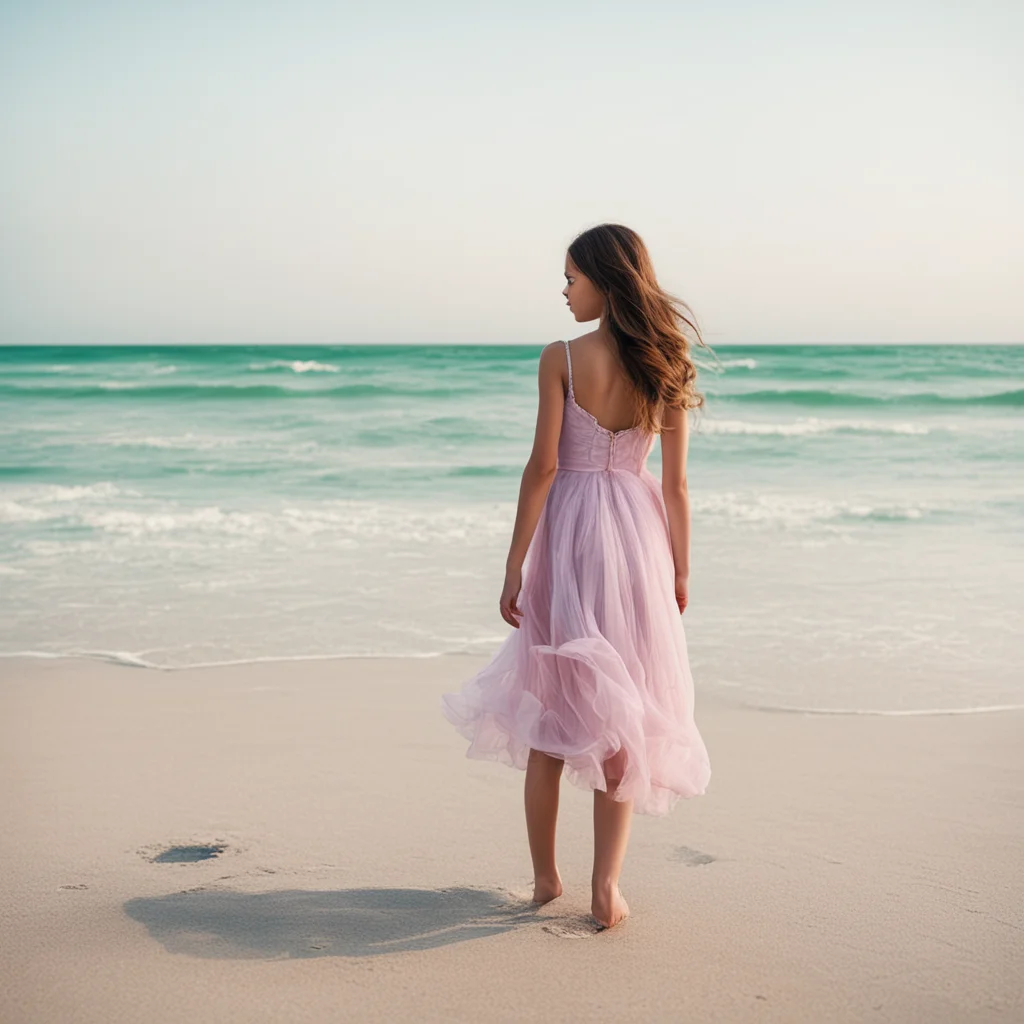 aigirl in dress on beach amazing awesome portrait 2