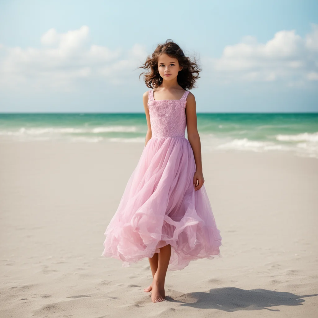 aigirl in dress on beach
