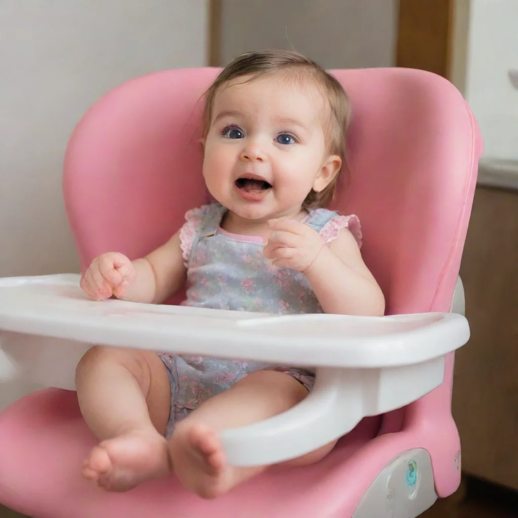 girl in high chair is fed like a baby