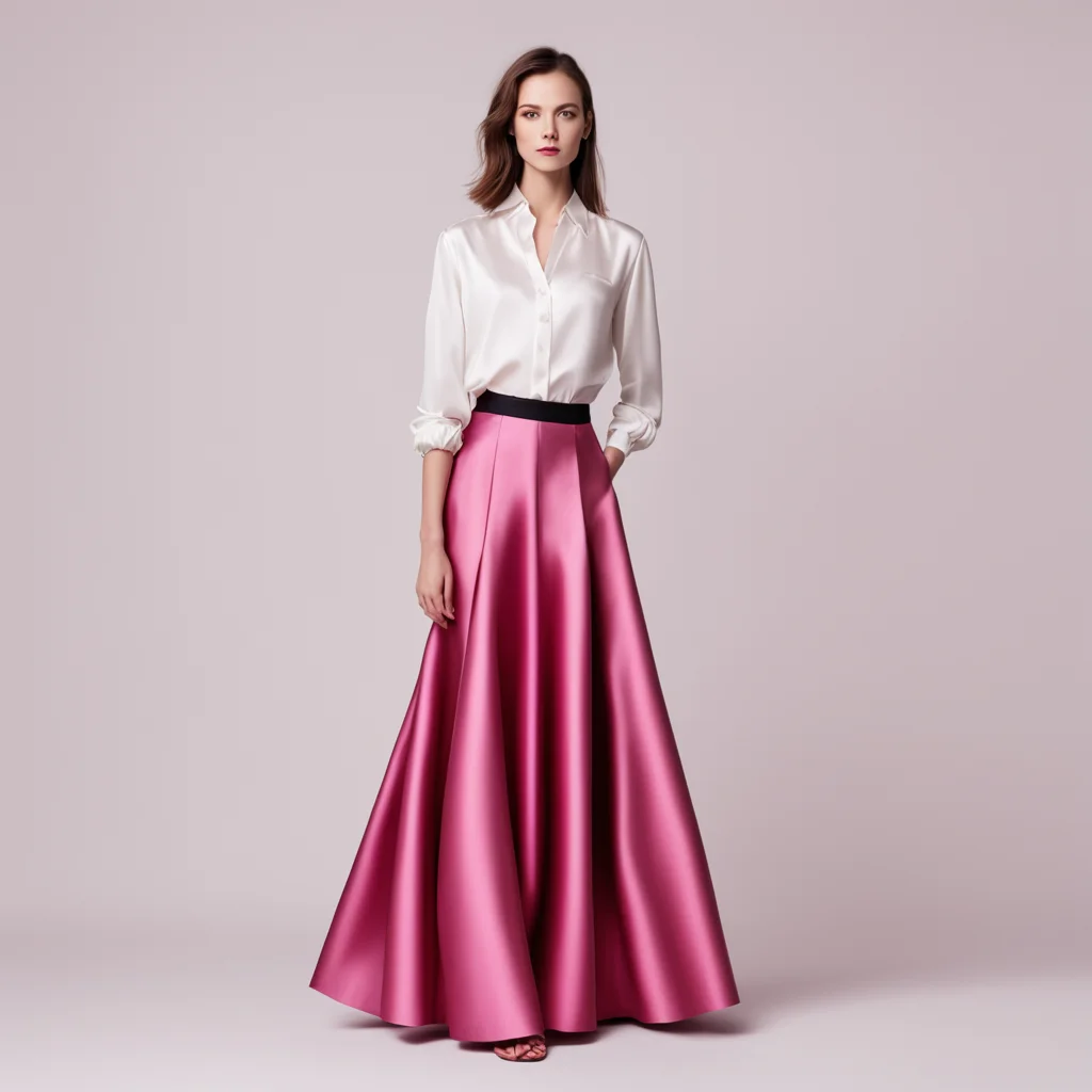 aigirl in satin blouse and long skirt amazing awesome portrait 2