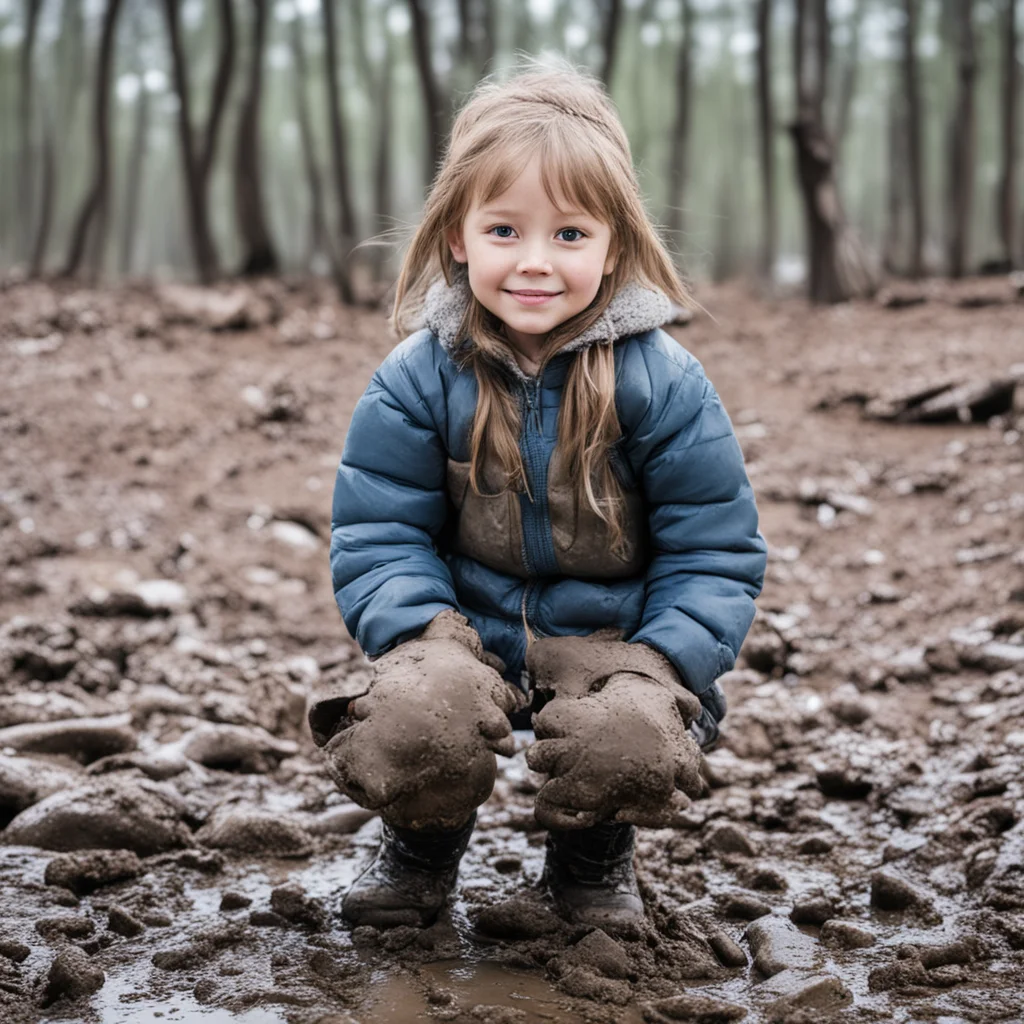 girl in winter clothes playing in mud good looking trending fantastic 1