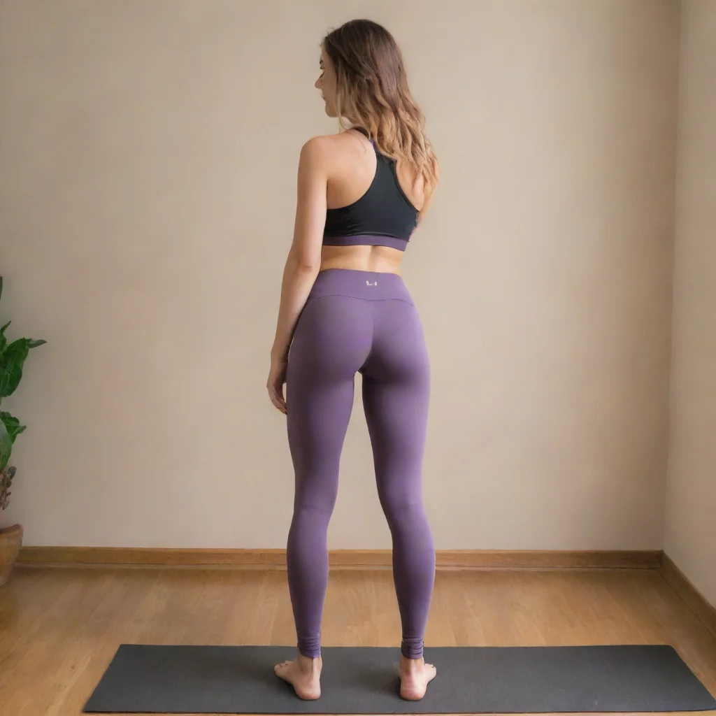 aigirl in yoga pants standing back