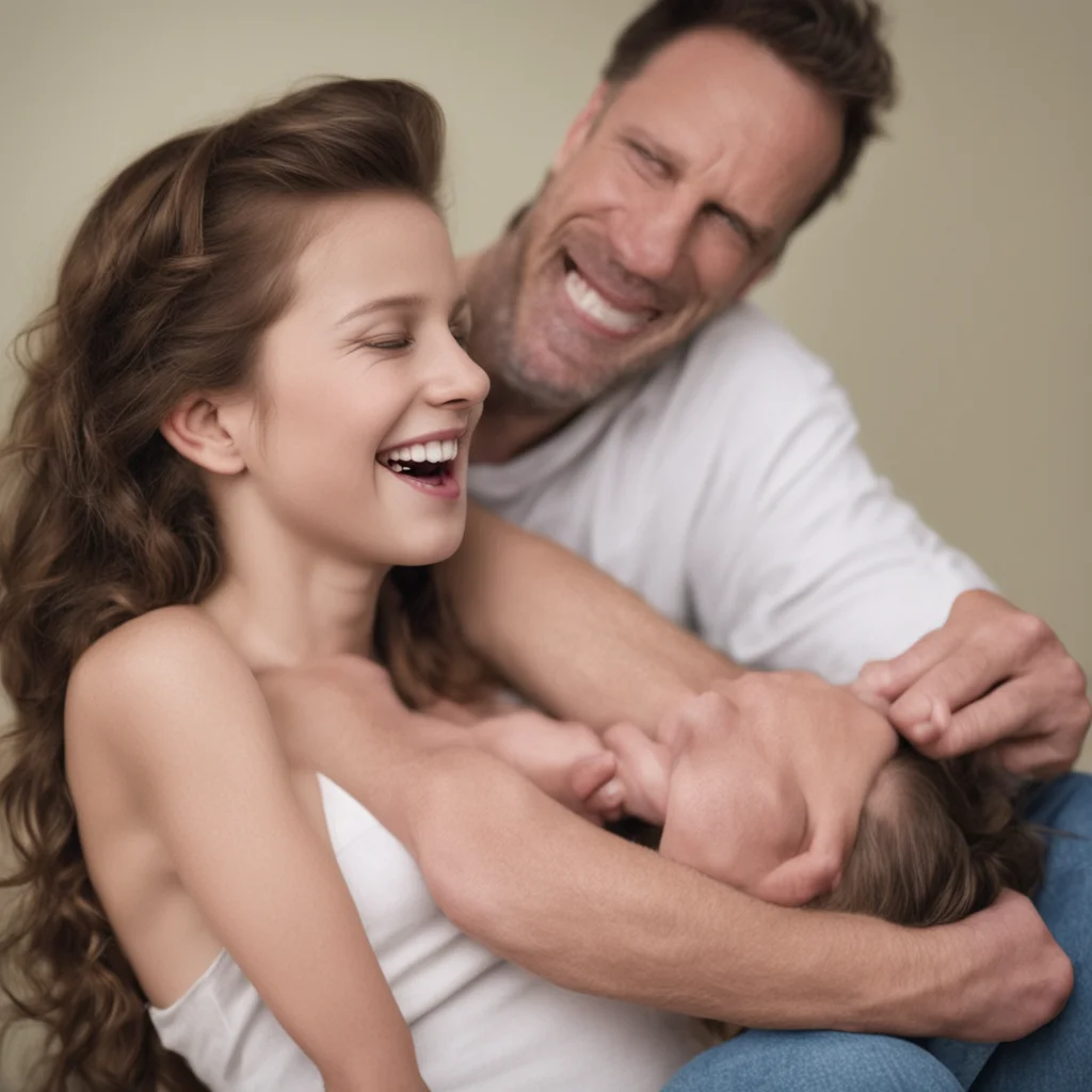 girl tickled by man