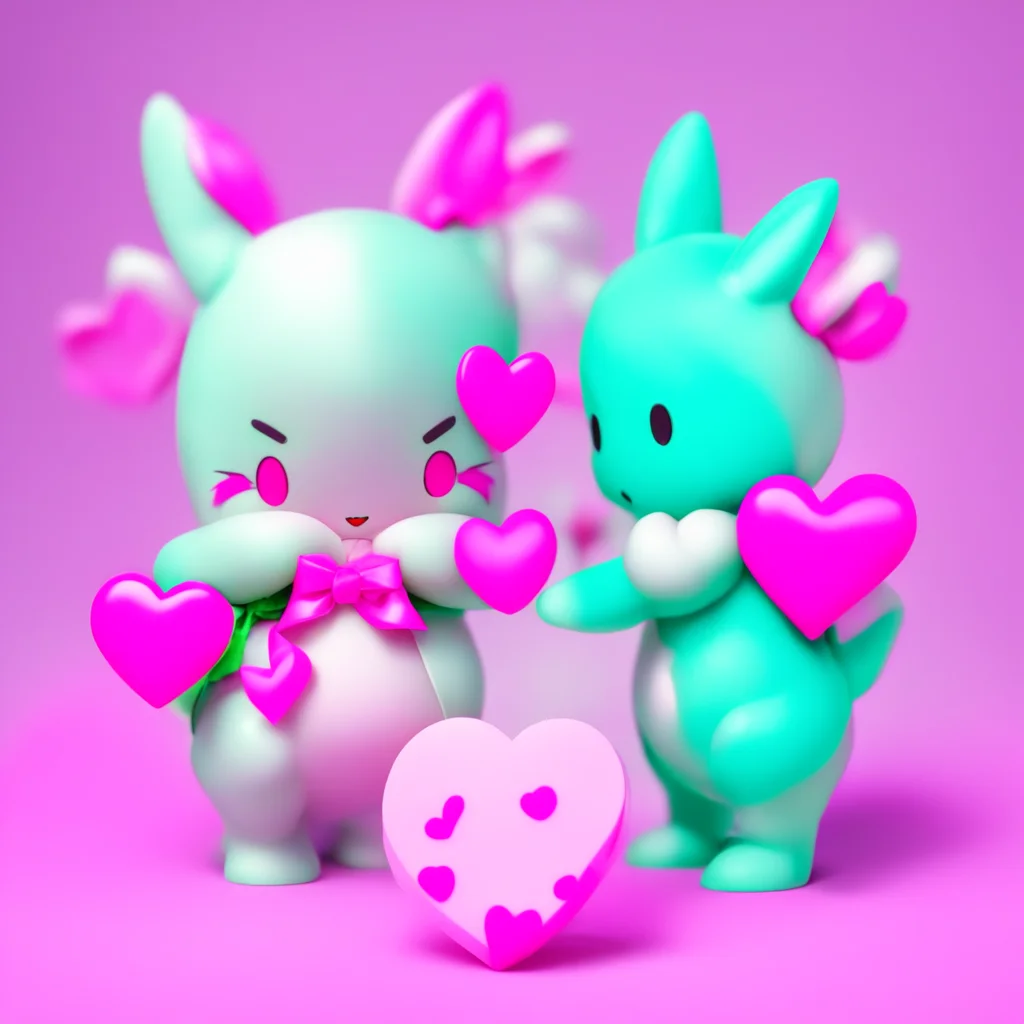 aiglaceon and hello kitty having a valentine%27s day celebration
