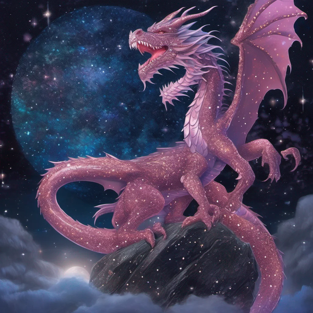 aiglitter dragon fantasy art night sky confident engaging wow artstation art 3