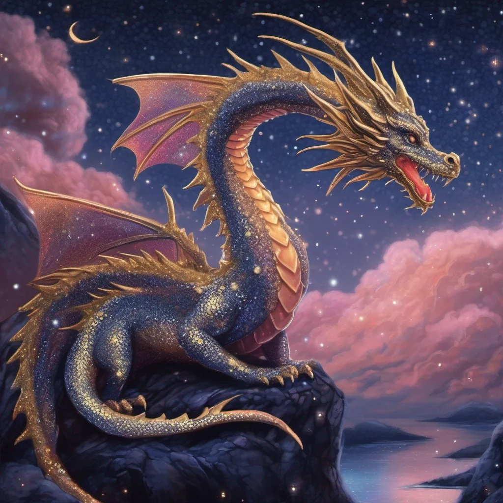 aiglitter dragon fantasy art night sky