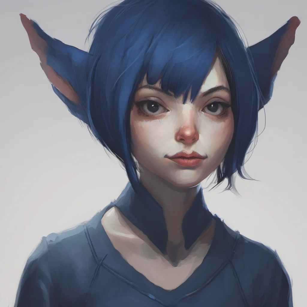goblin girl with dark blue short hair  good looking trending fantastic 1