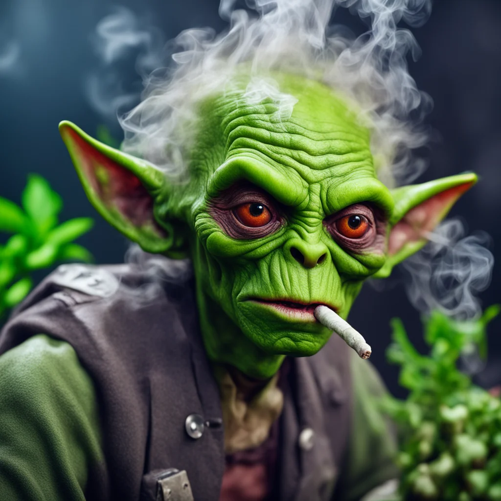 goblin smoking weed 8k photo real intense sci fi details ar 169 amazing awesome portrait 2