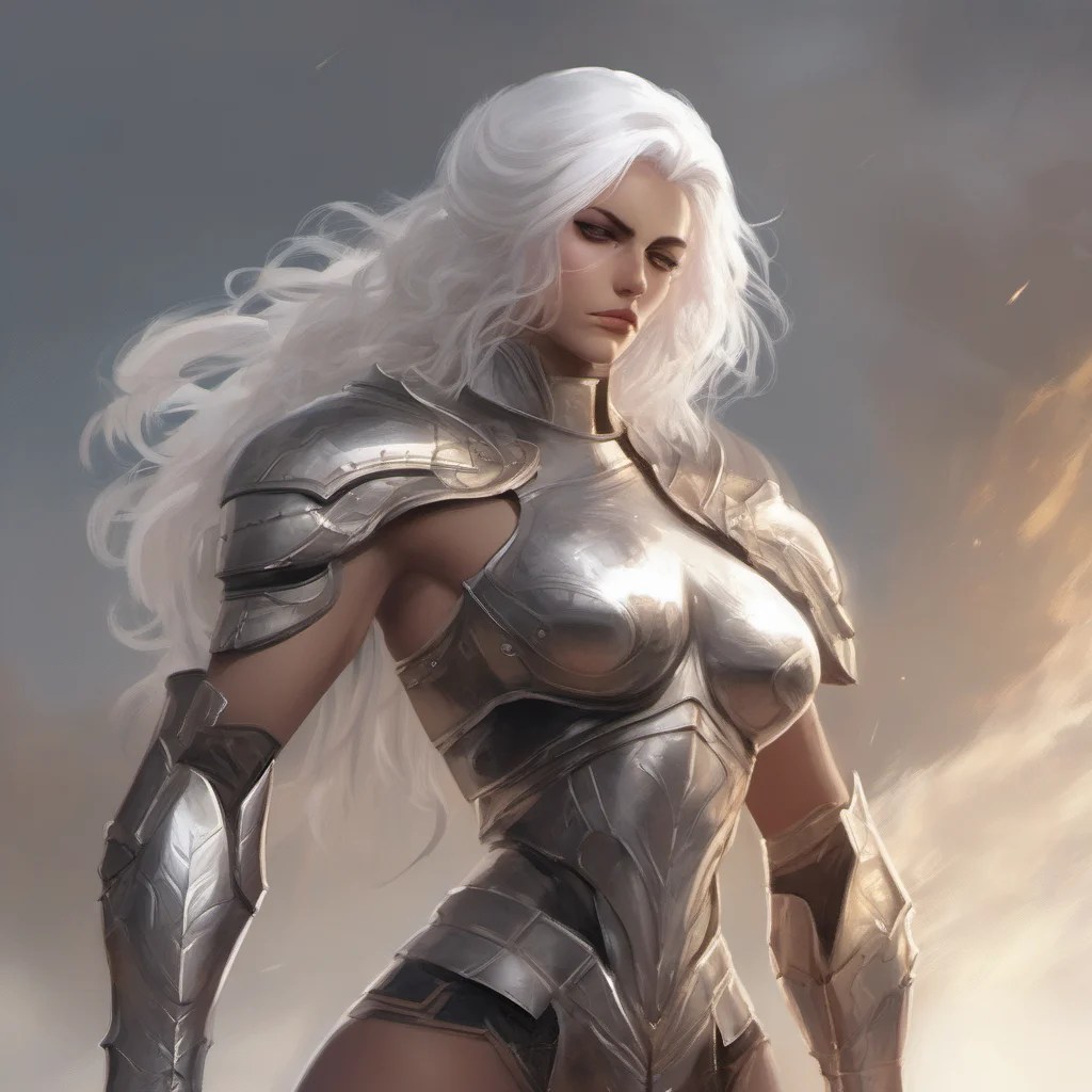 aigod%2C tall%2C muscular women%2C armored%2C white hair confident engaging wow artstation art 3