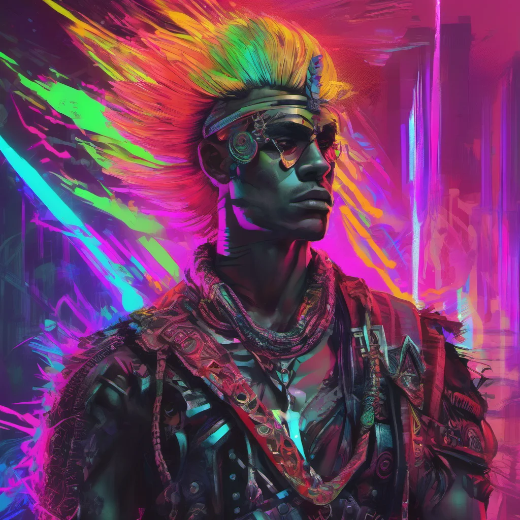 aigod digital art neon punk masculine warrior amazing awesome portrait 2