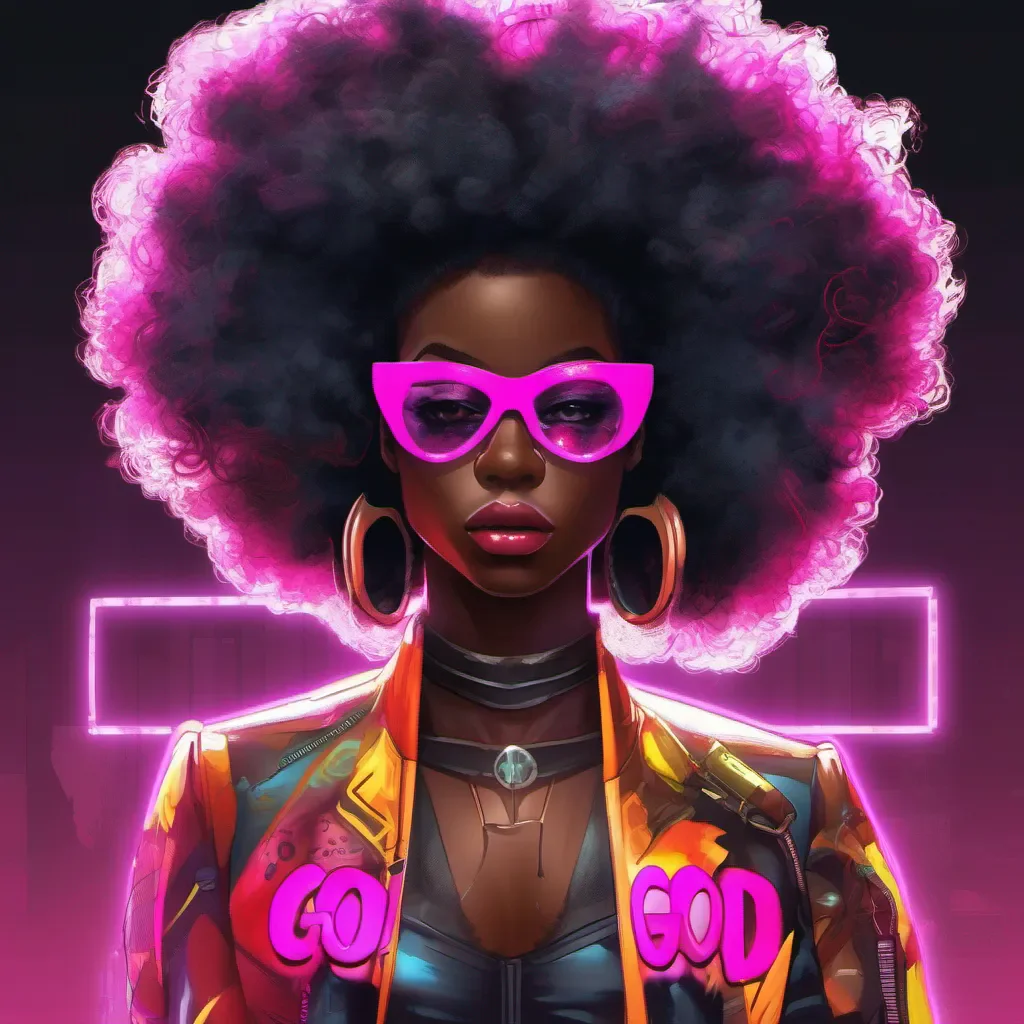 aigod neon punk black woman superhero with a big afro good looking trending fantastic 1