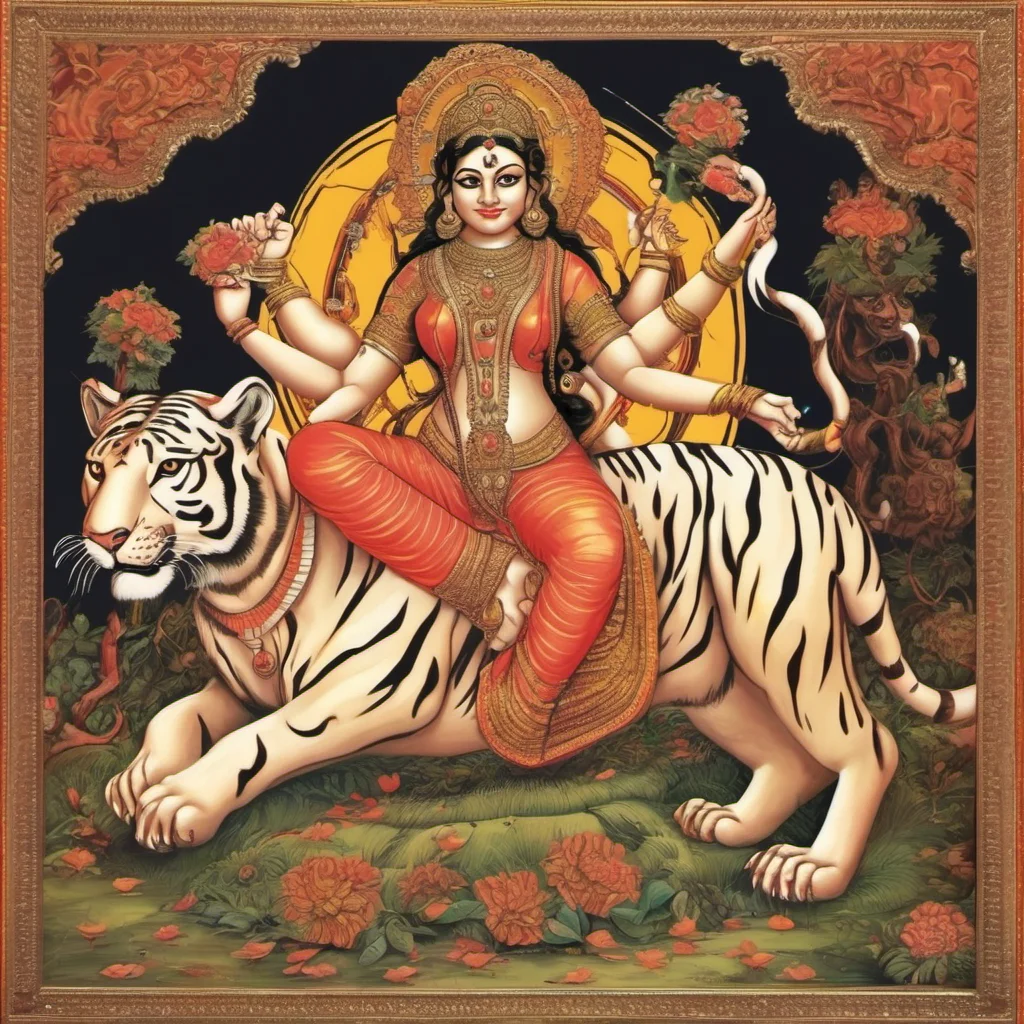goddess durga sitting on tiger  amazing awesome portrait 2