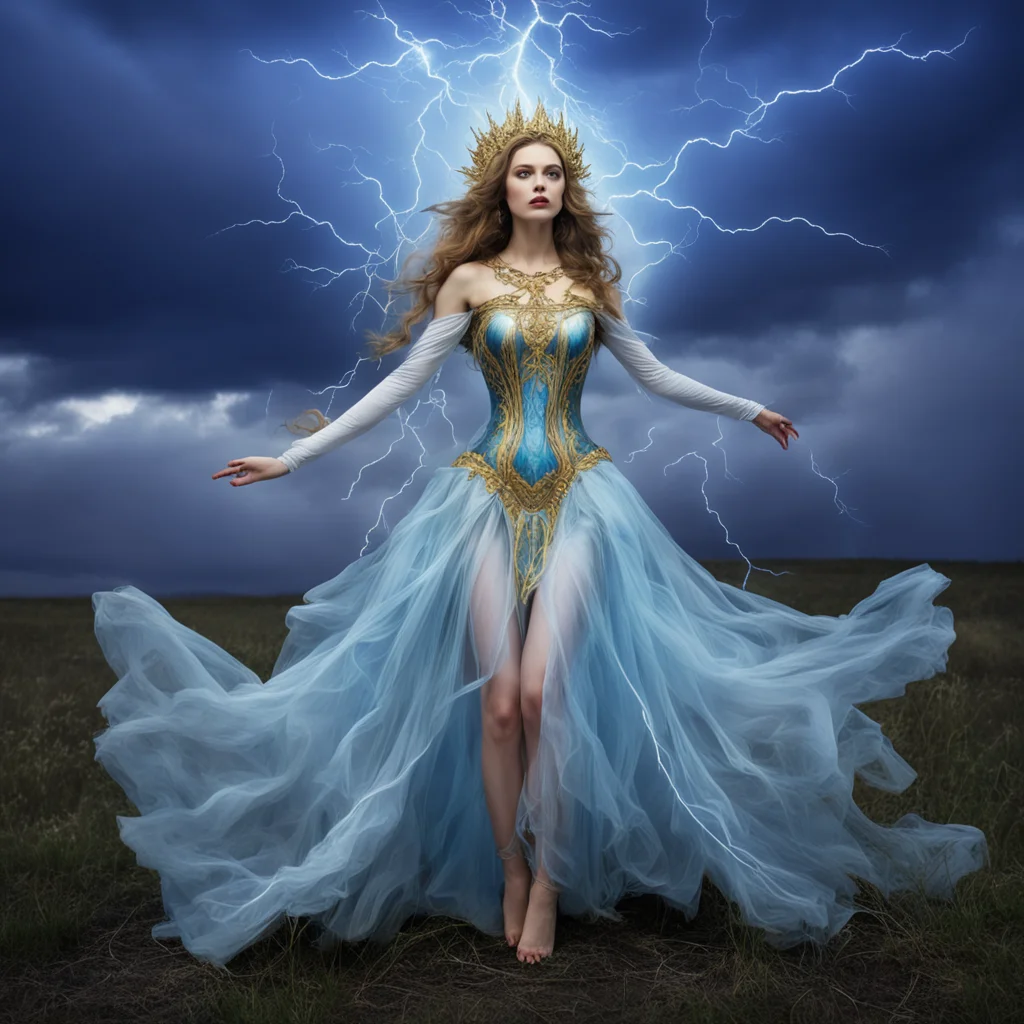 goddess of lightning russian fairy tale folk dress folklore thunder dramatic confident engaging wow artstation art 3