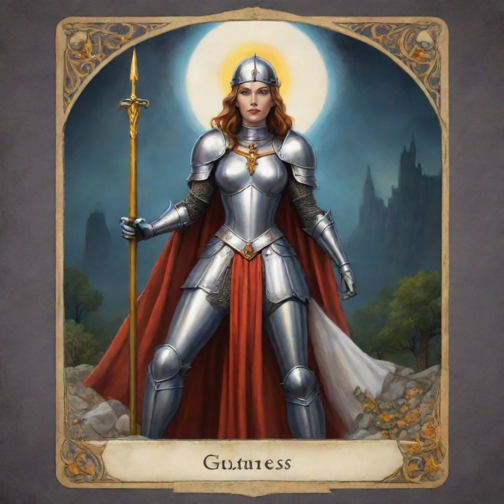 aigoddesses game card for a tarot style game%2C card is about the knight archetype%2C card game for women%2C only symbols instead of people in the image