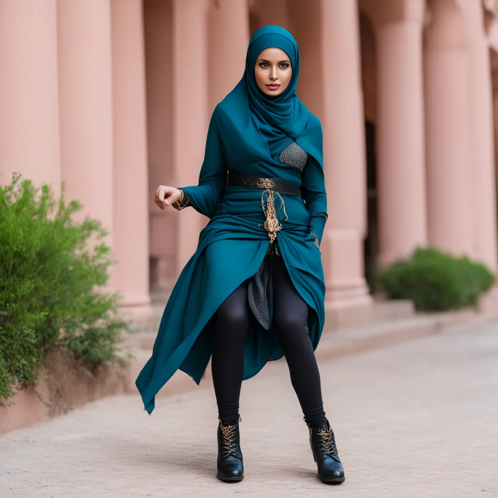 aigodess kali in riding shoes and in hijab amazing awesome portrait 2