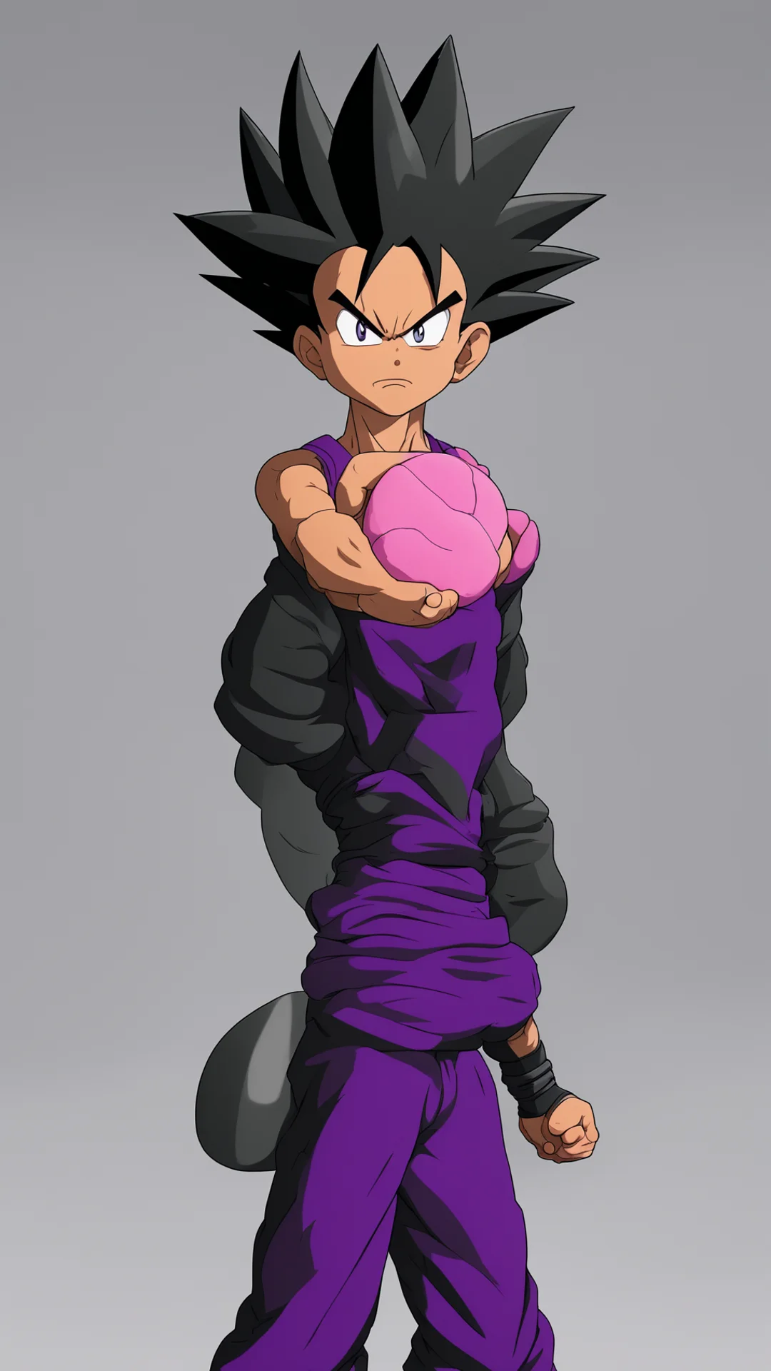 aigoku black from dragon ball with a tennis racket tall