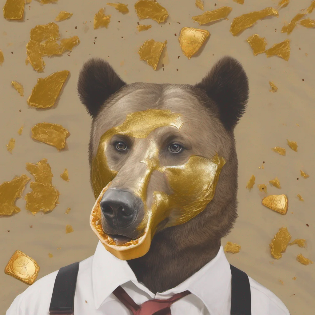 golden bear with pie on his face confident engaging wow artstation art 3
