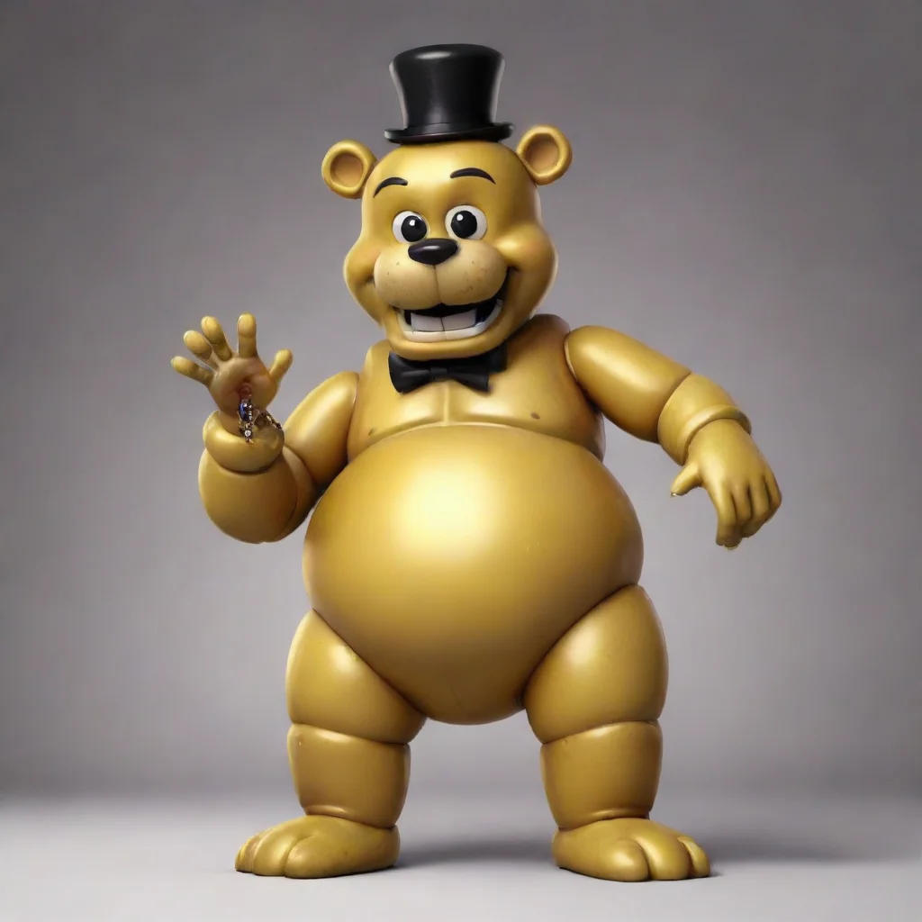 golden freddy with a big inflated belly