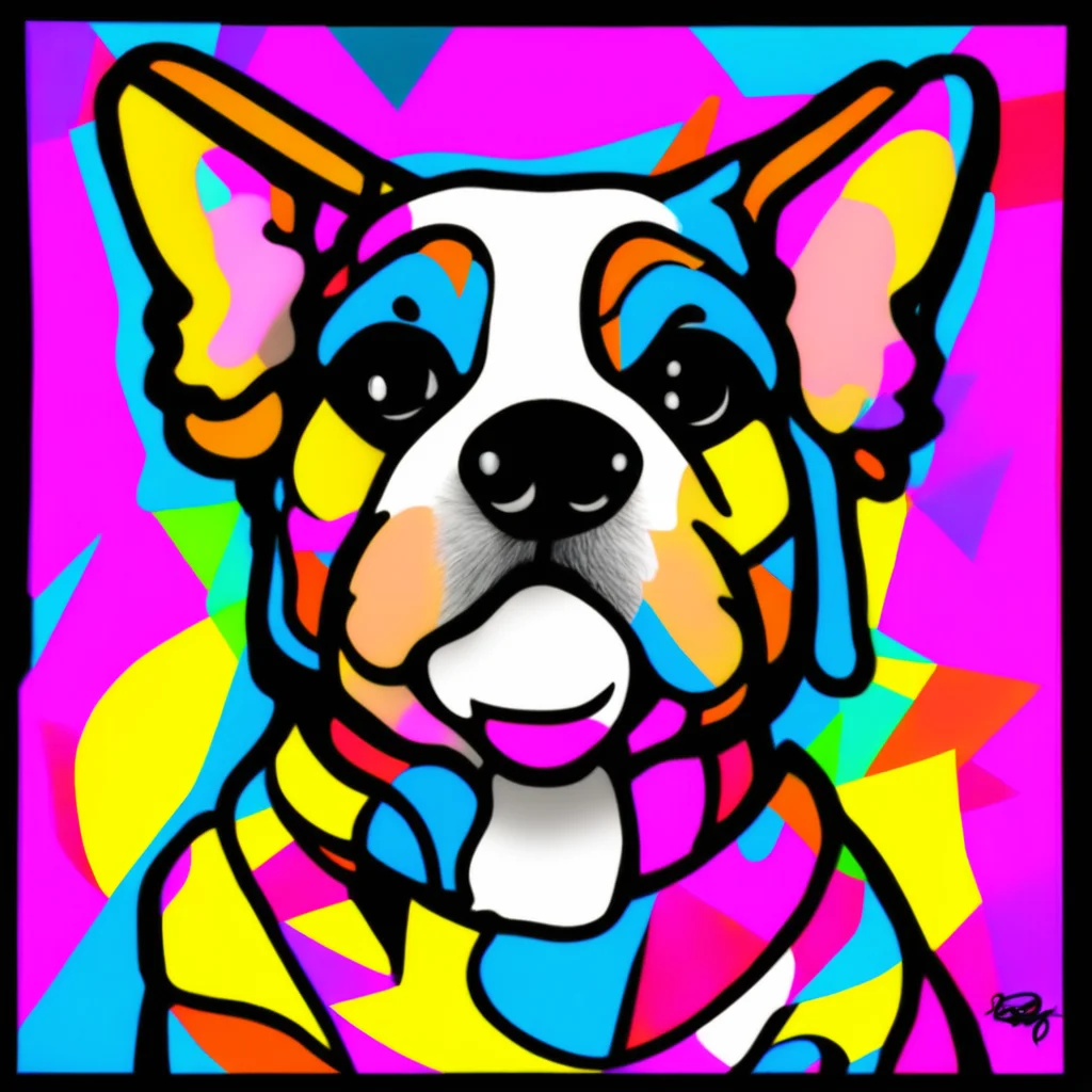good dog portrait by romero britto neo pop art