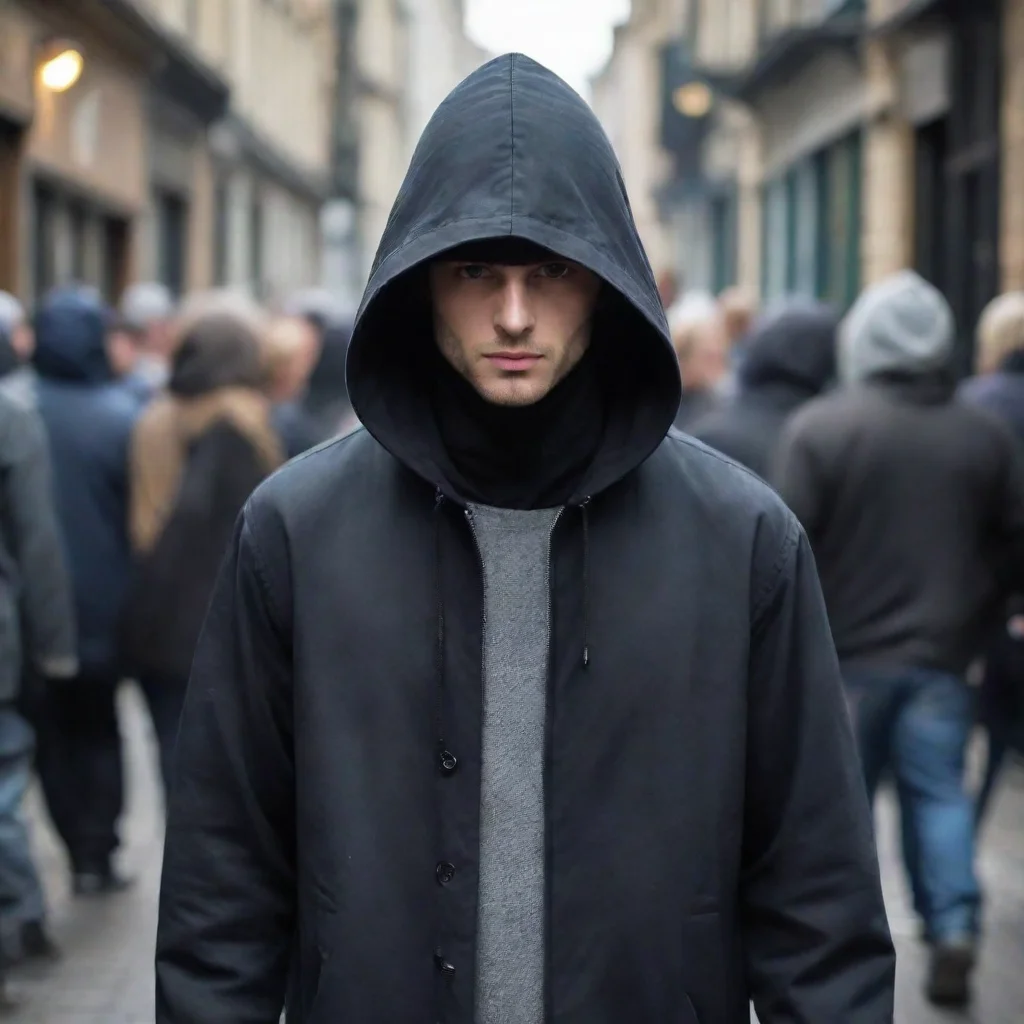 good looking stylish leave with hooded figure The crowd parts as the hooded figure makes their way towards you They motion for you to follow them and you do so unsure of what awaits you