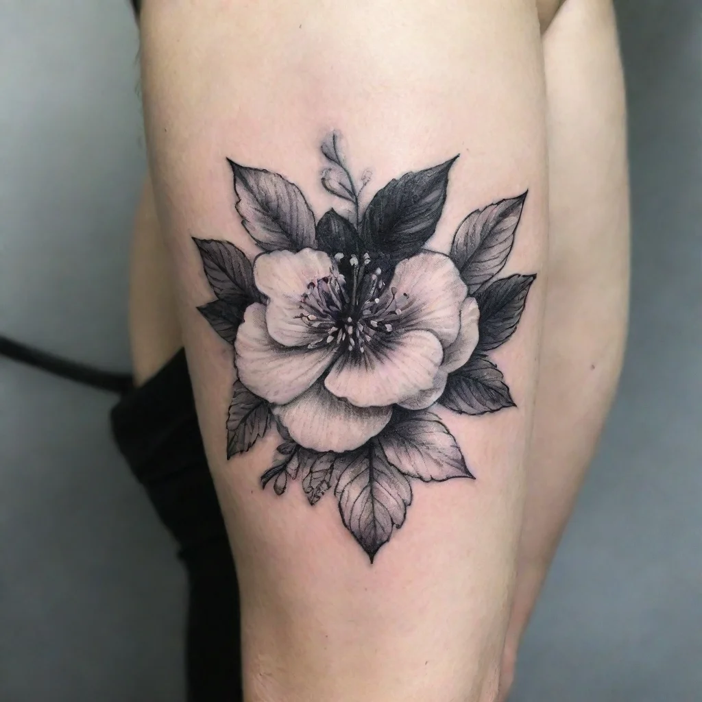 goosberry white and black fine line tattoo