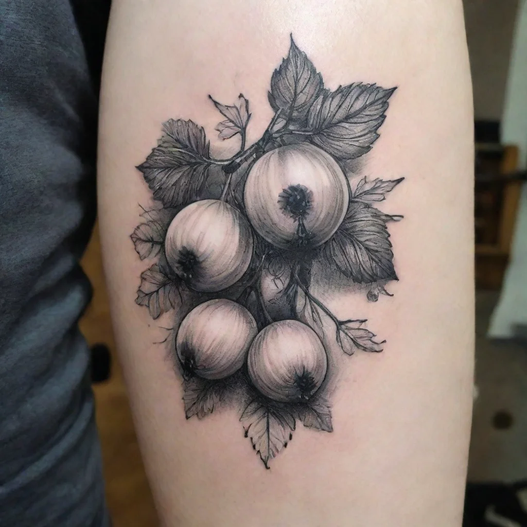 gooseberry white and black fine line tattoo