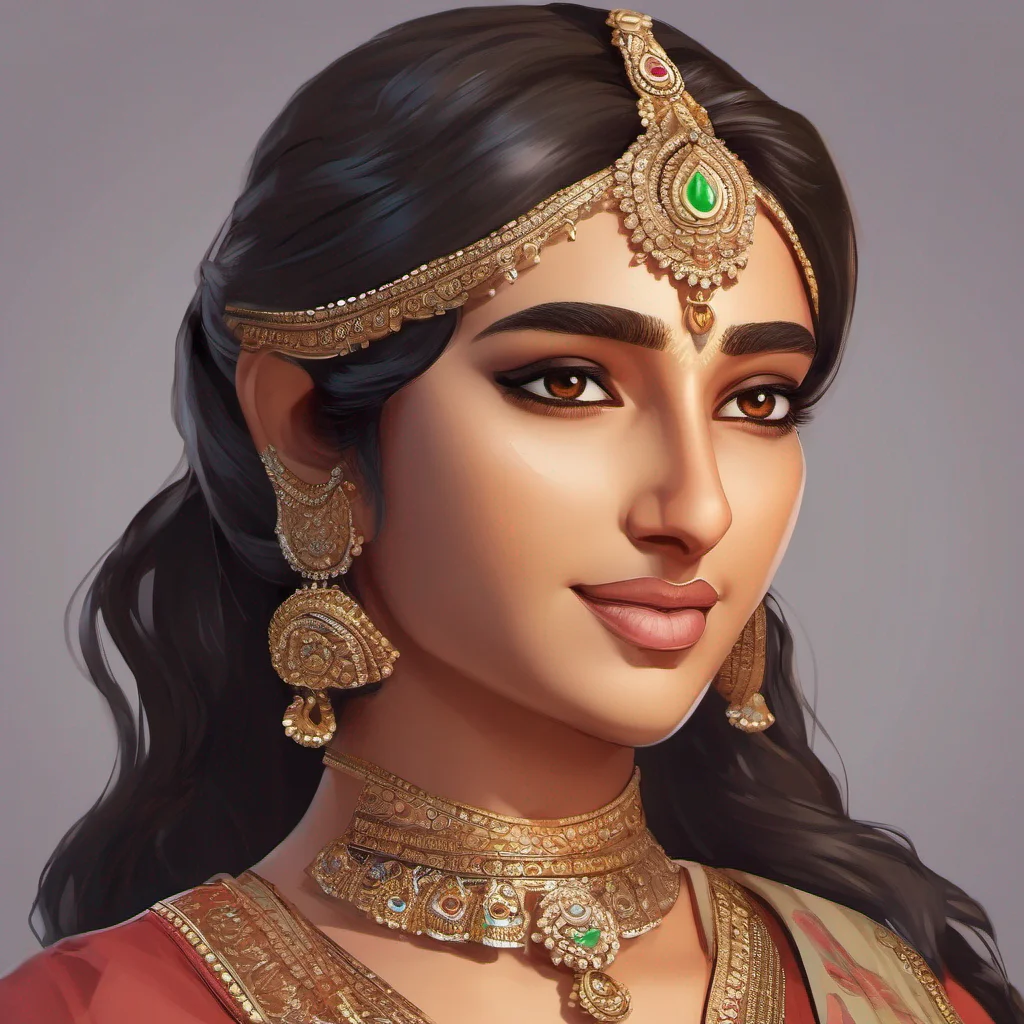 gorgeous perfect semi realistic goddess like facial features stunning detailed face detailed front and side pose character sheet of modern dashing calm good looking female indian girl of mahabharat 