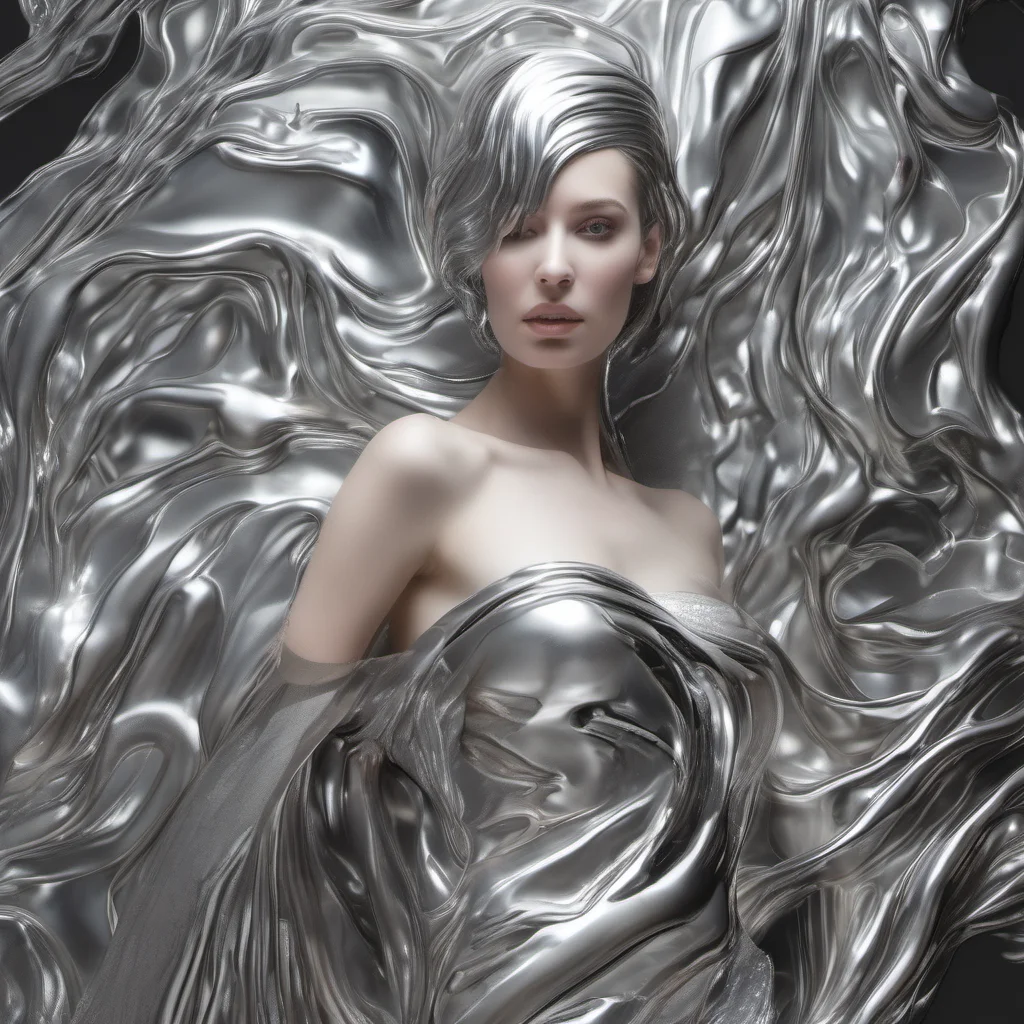 gorgeous woman made of silver slime amazing awesome portrait 2