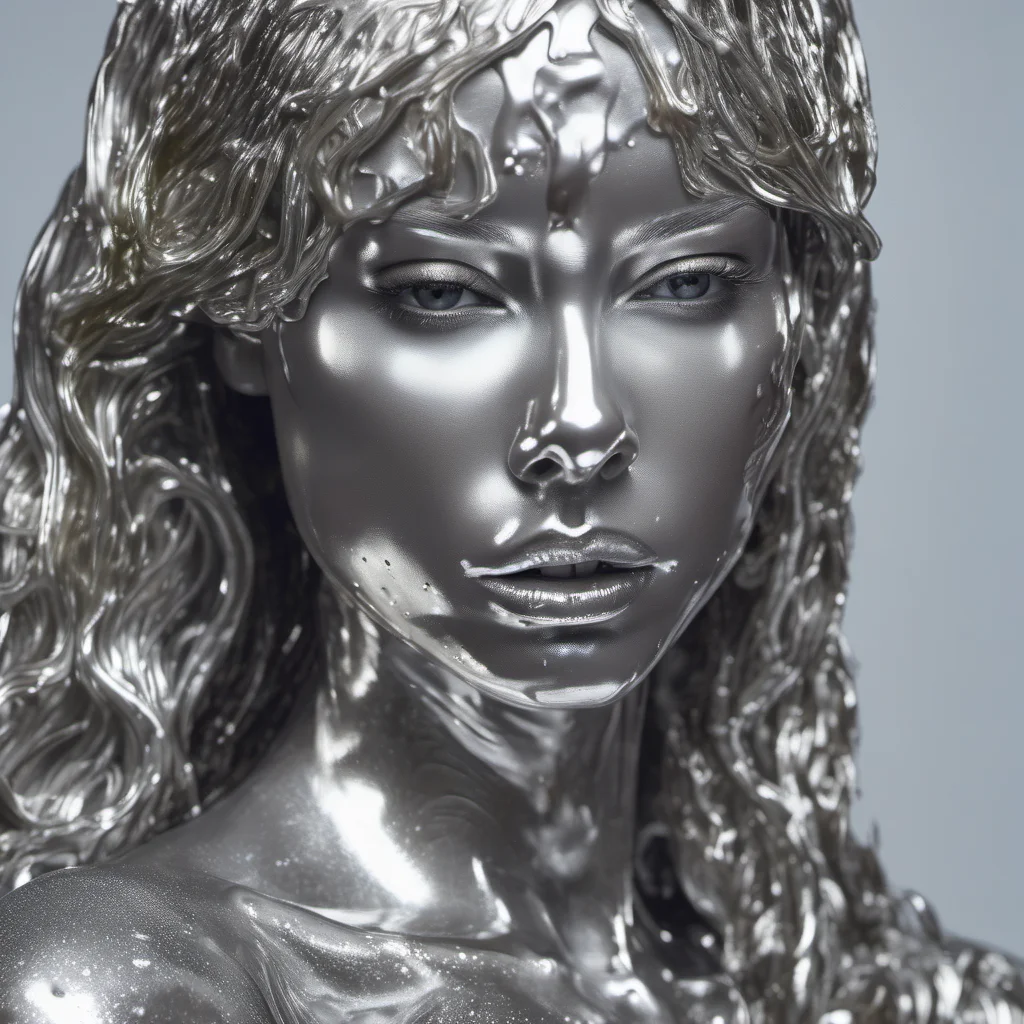 gorgeous woman made of silver slime good looking trending fantastic 1